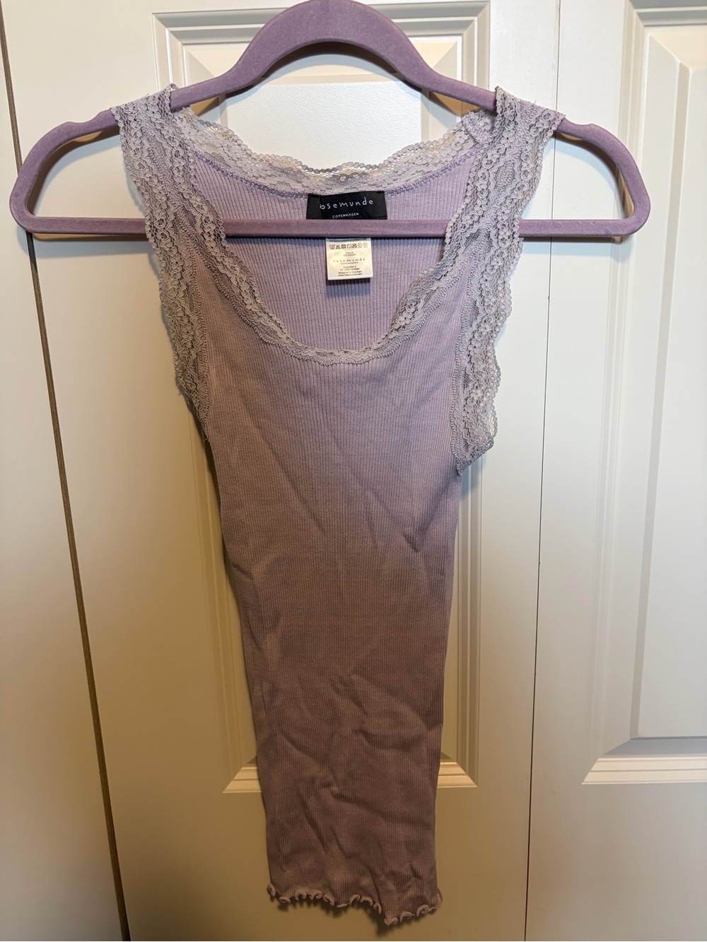 Rosemunde Lavender Lace-Trim Rib Tank Silk